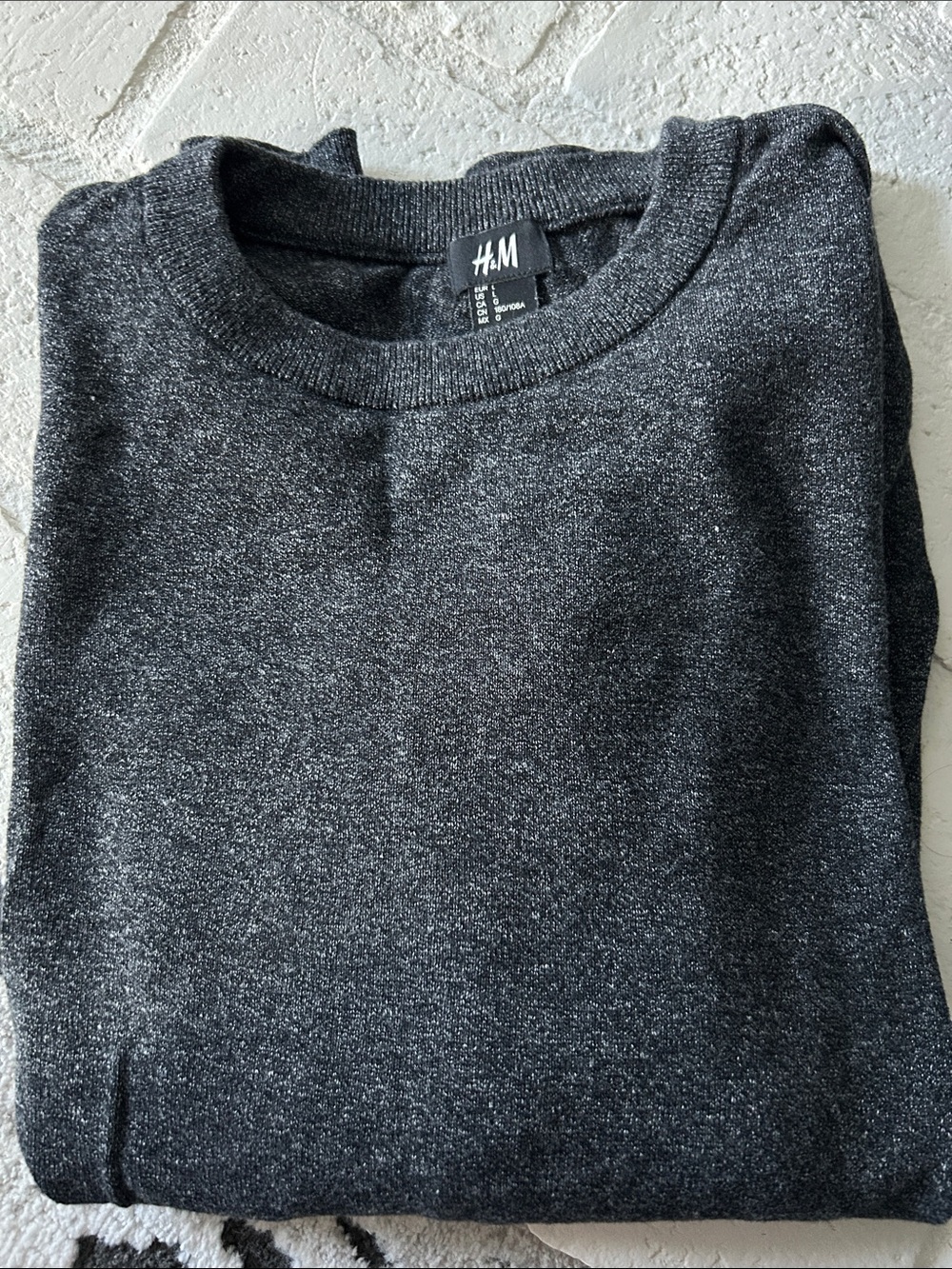 H&M Dark Gray Heather Long Sleeve Crewneck Sweater Size L